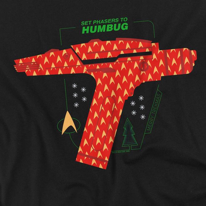 Actual product image Star Trek: The Original Series Mens Phaser Set To Humbug Christmas T-Shirt (L)