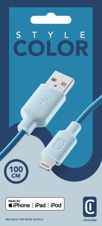 Image du produit Cellularline Câble de charge et de données bleu 100cm USB Type-A vers Apple Lightning USBDATAMFISMARTB (1 m, USB 2.0)