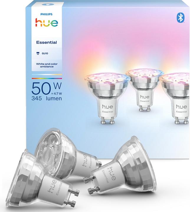Produktbild Philips Hue Essential White & Color Ambiance (GU10, 4.70 W, 345 lm, 3 x, F)