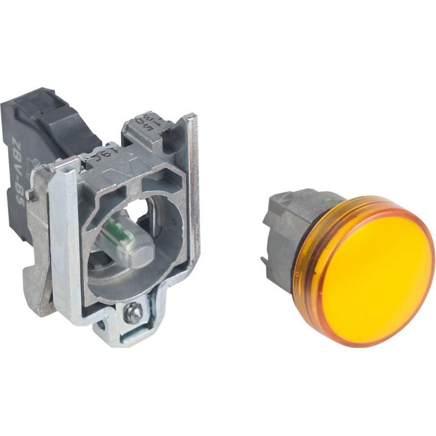 Schneider Electric Spia LED 24V AC/DC giallo XB4BVB5, Pulsante + Interruttore, Giallo, Arancia