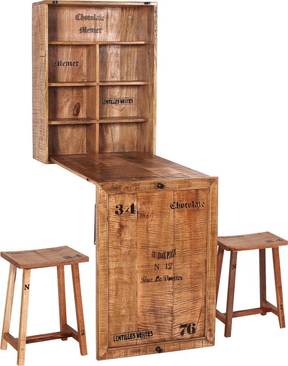 SIT Möbel Klapptisch mit 2 Hockern Rustic natur (60 x 25 x 80 cm)