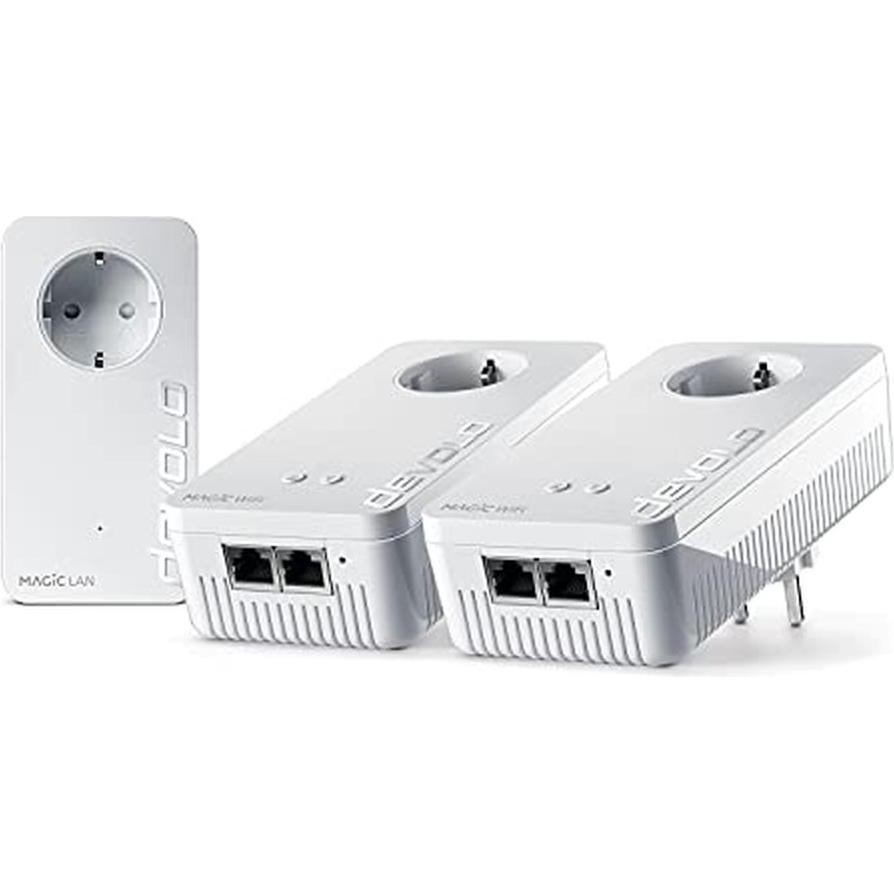 Devolo Magic WiFi 6 Powerline Adapter Kit with Mesh, 2400 Mbps, 4 Gigabit LAN Ports (2400 Mbit/s), P