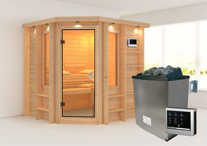 Actual product image Karibu Cortona with roof wreath (9 KW external control)