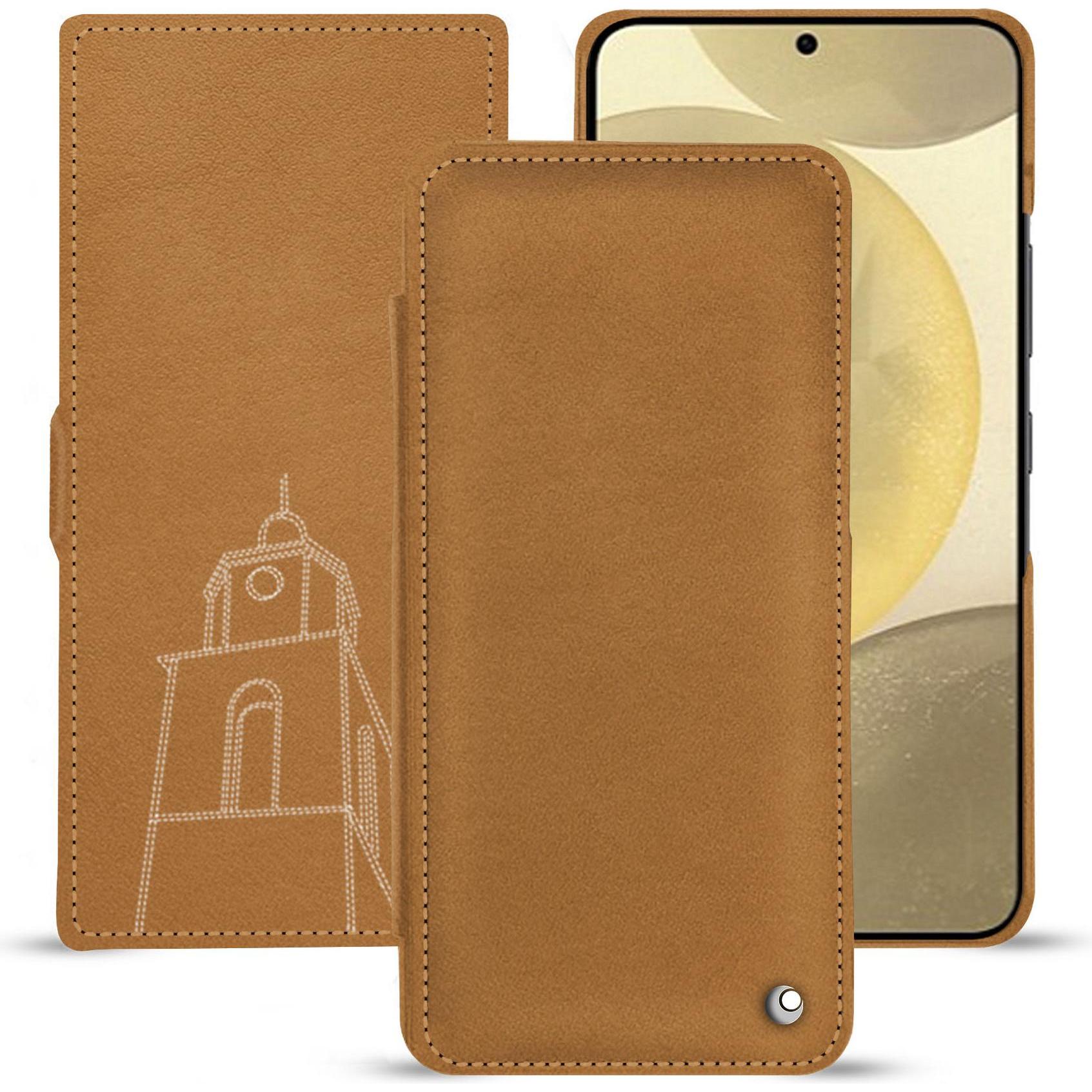 Noreve Lederschutzhülle horizontal (Samsung Galaxy S24+), Smartphone Hülle, Braun