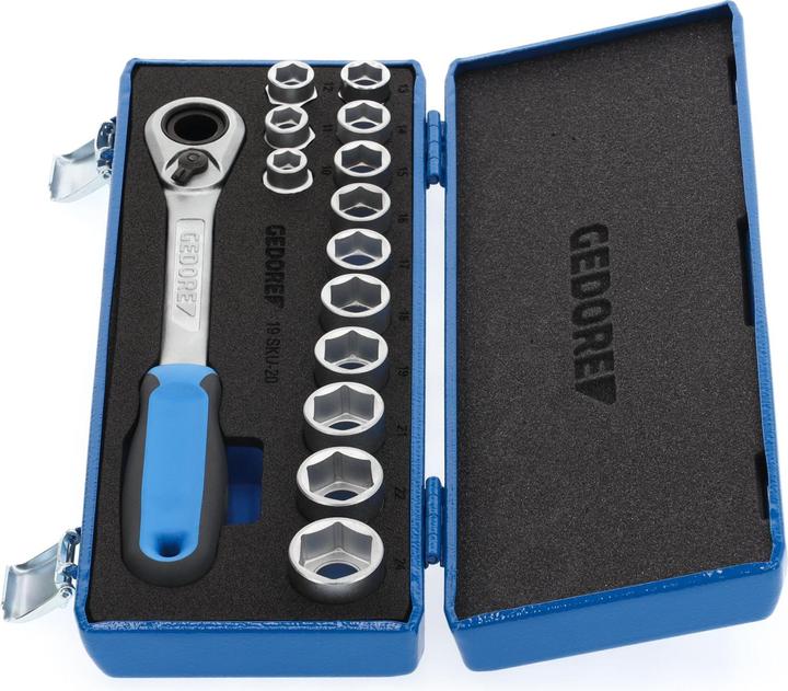 Actual product image Gedore 19 SKU-20 Socket spanner set 1/2", 14 pieces, 10-24 mm (13 mm, 16 mm, 18 mm, 15 mm, 14 mm, 22 mm, 24 mm, 12 mm, 21 mm, 17 mm, 10 mm, 23 mm, 20 mm, 11 mm, 19 mm)