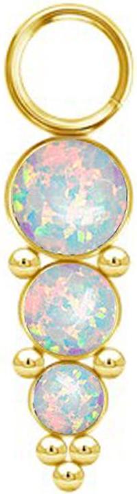 Image du produit Chaotic Trading Anhänger vergoldet drei Opale weiss mit Kugeln (sans laiton, Acier chirurgical 316L)