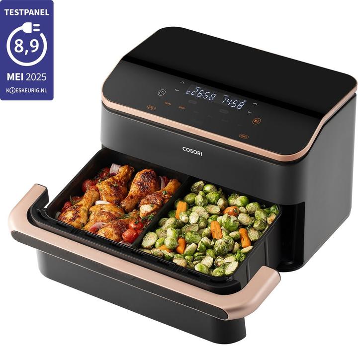 Produktbild Cosori TWINFRY Airfryer - xxl Hot Air Fryse 10 Liter - 2 Mahlzeiten gleichzeitig zubereitenTeiler- 6