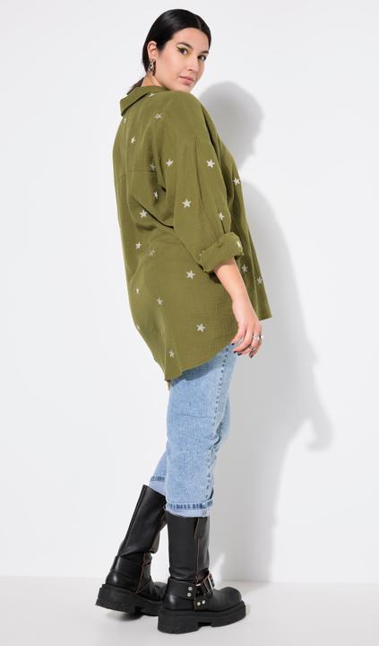 Image du produit Studio Untold Chemisier oversized en mousseline. Manches longues, broderie (46, 48)