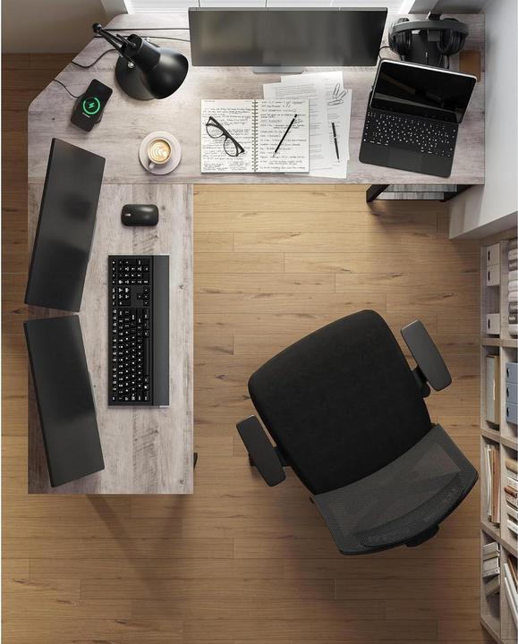 Actual product image Vasagle Desk greige L-shaped, 8-leg frame black 88.0 / 138.0 x 49.0 cm (138 x 138 x 76 cm)