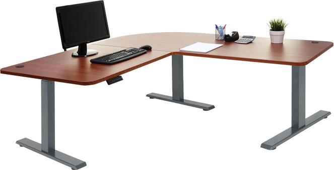 Produktbild Swisshandel24 Eck-Schreibtisch, Computertisch, elektrisch höhenverstellbar 178x178cm 84kg natur, anthrazit-grau (178 x 178 cm)