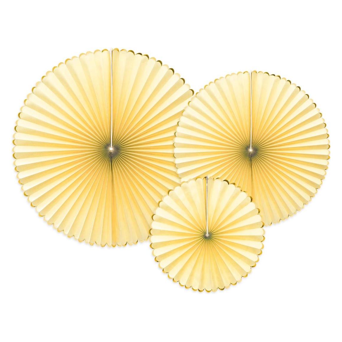 Partydeco Waaierversieringen In Geel En Goud (3 Pcs.)
