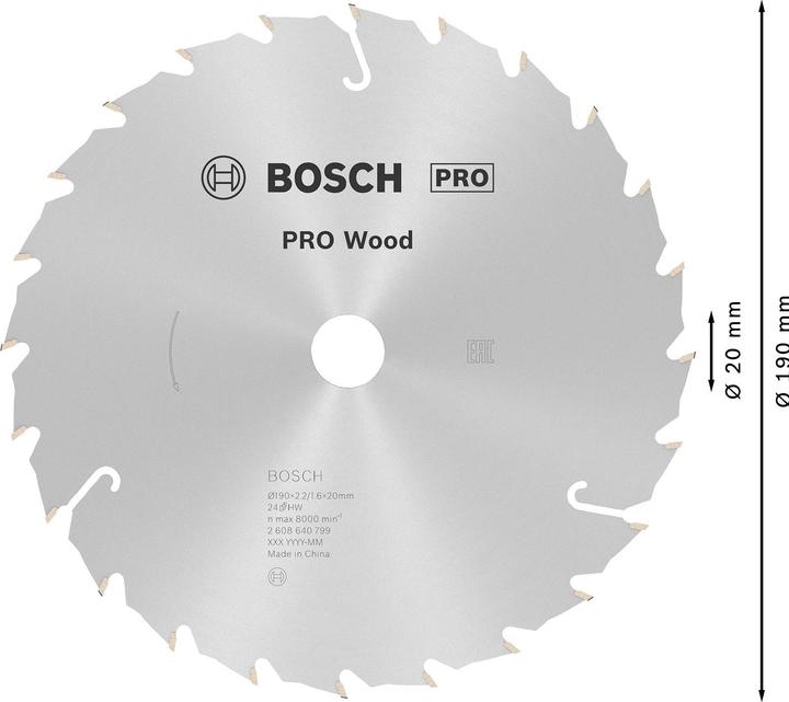 Actual product image Bosch Professional Zubehör PRO Wood circular saw blade, 190 x 2.4 x 20 mm
