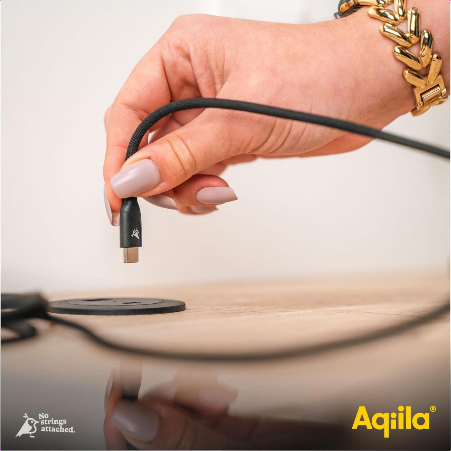 Thumbnail - Aqiila Cablebird CB13 - USB-C to USB-C Braided cable, 240W (3m) - Black (3 m, USB 2.0), USB Kabel