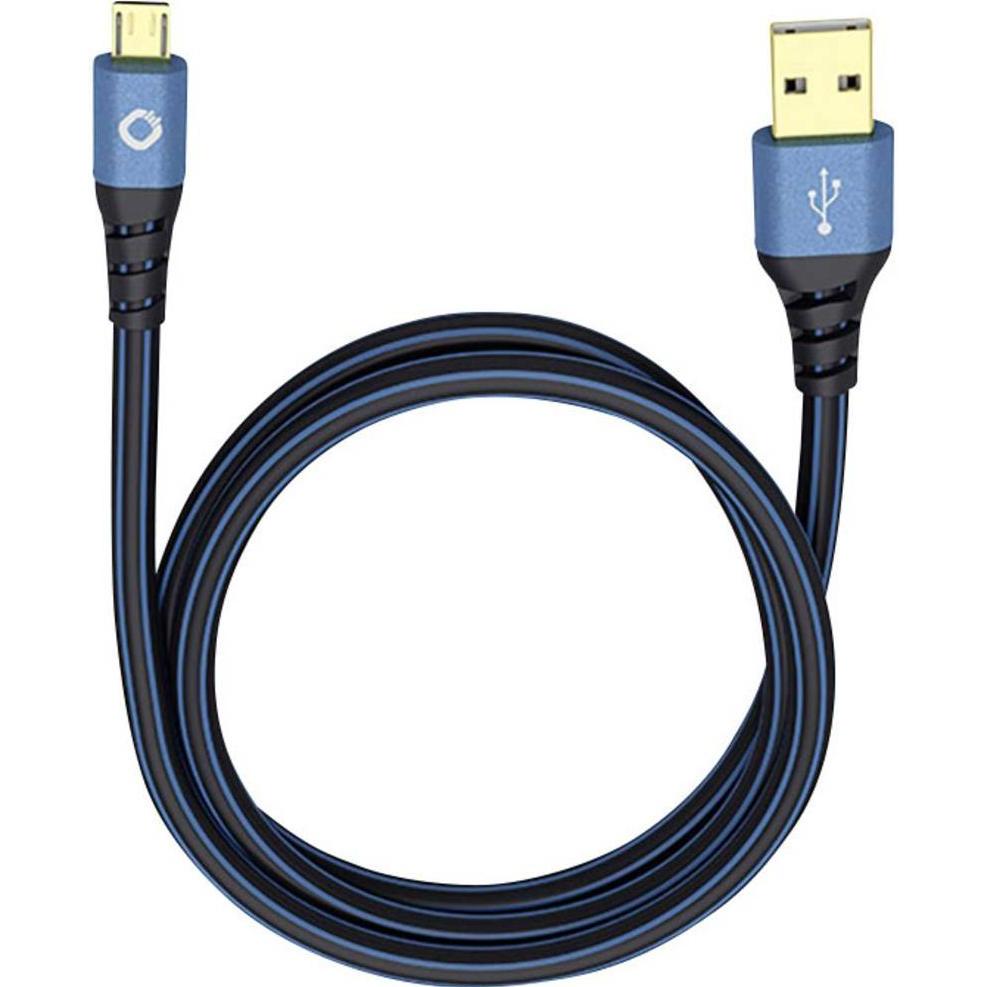 Oehlbach USB 2.0 Anschlusskabel (1x Stecker A 1x Micro B) 0.50 m vergoldete Steckkontakte Plus (0.50 m, USB 2.0), USB Ka...