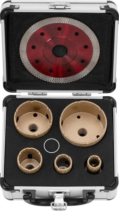 Actual product image MSW Diamond Core Drill Bit Set - for angle grinders - 20 / 25 / 35 / 55.8 / 68 mm - diamond cutting disc