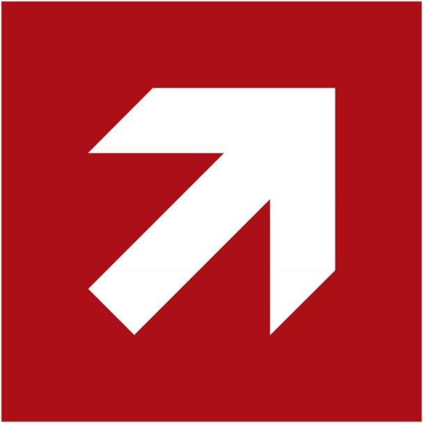 Promat, Sicherheitskennzeichnung, Brandschutzzeichen Richtungsangabe schräg