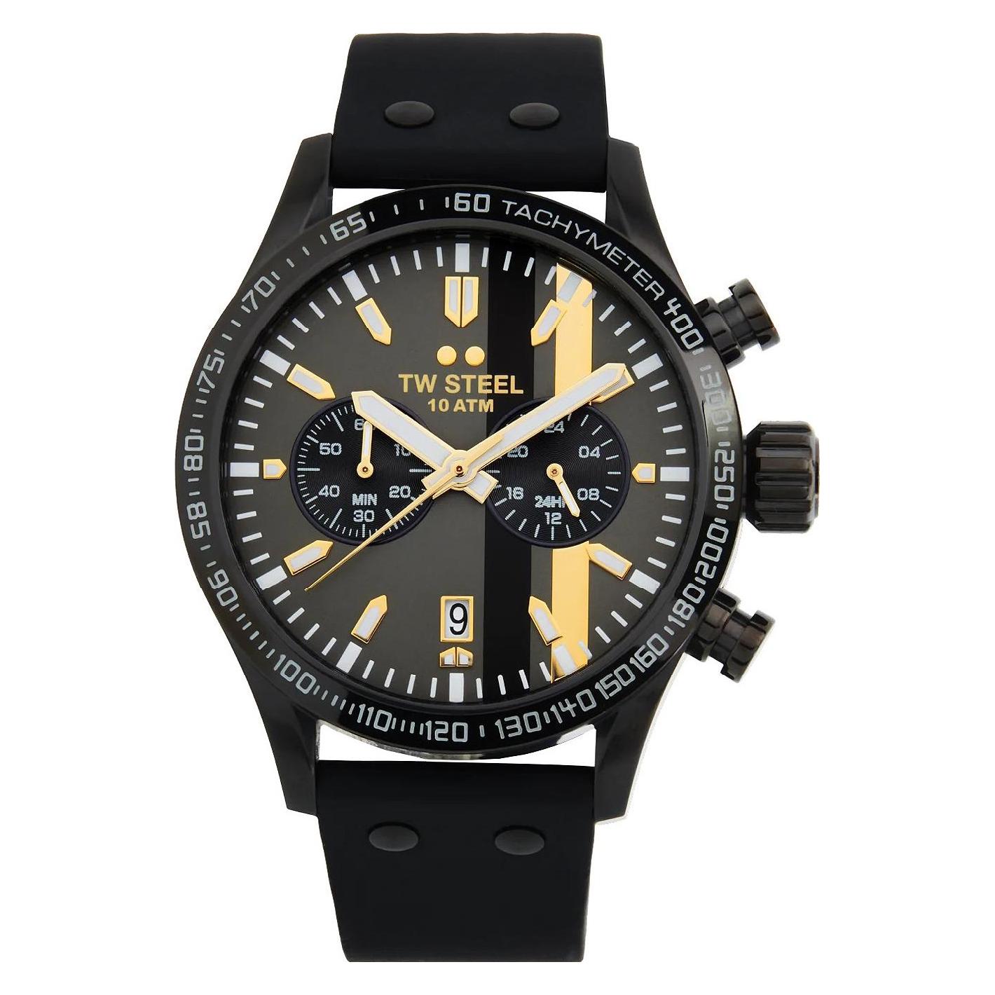 Tw-Steel, Armbanduhr, VS122 Volante, Schwarz, (Chronograph, 45 mm)