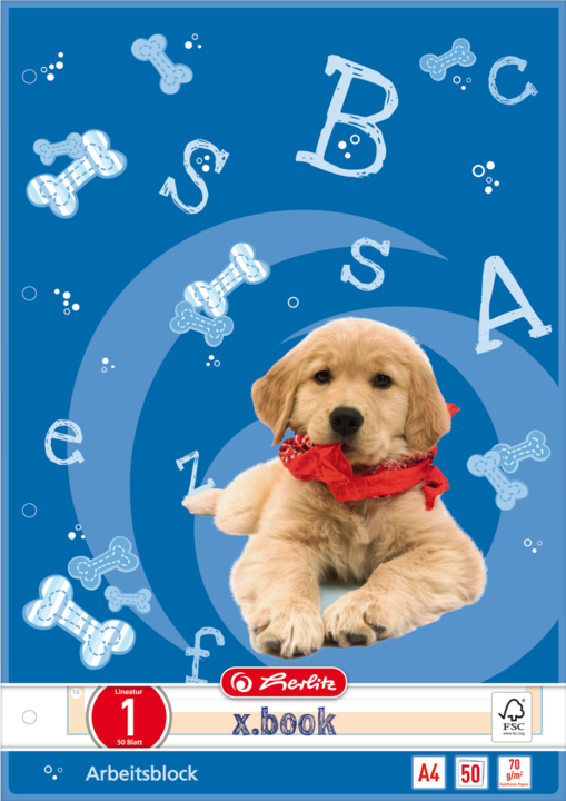 Produktbild Herlitz Schreibblock DIN A4 Lineatur 1 (liniert) Hund, 50 Blatt (A4, Liniert, Kein Einband)