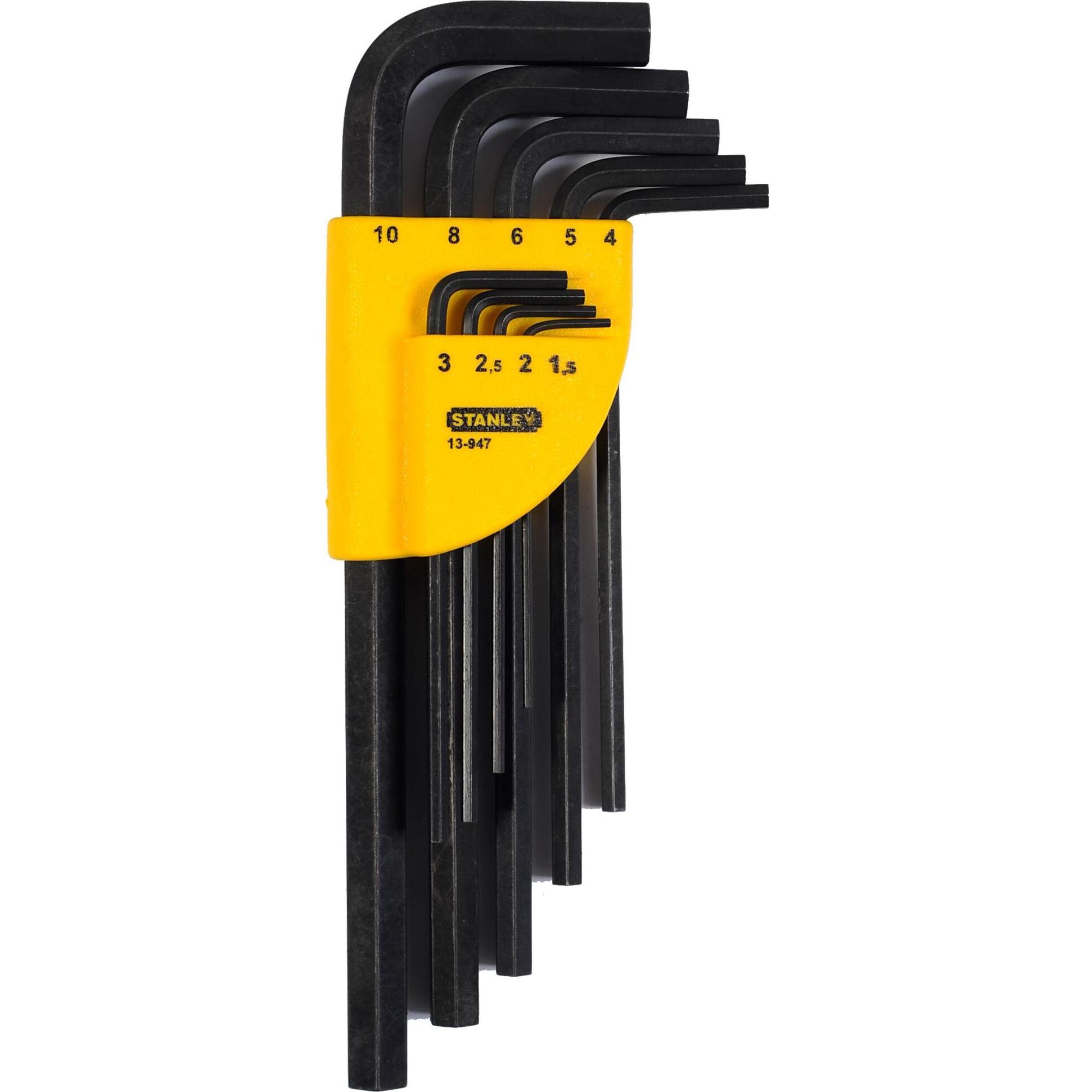 Thumbnail - Stanley, Sechskantschlüssel, Stiftschlüssel für Innensechskantschrauben, Set 9teilig, 1,5 bis 10mm