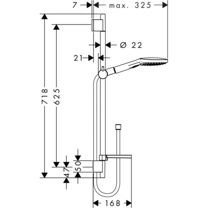 Thumbnail - hansgrohe, Duschsystem, Brauseset RAINDANCE SELECT E 120 3jet EcoSm Vers. Bsta Unica'S Puro 650mm chr