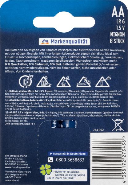 Actual product image Paradies Batteries Power Alkaline Mignon AA (8 pcs., AA)