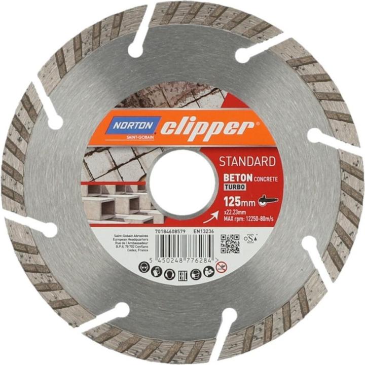Norton Clipper Disco diamantato standard per calcestruzzo turbo Ø 125x22,23 mm