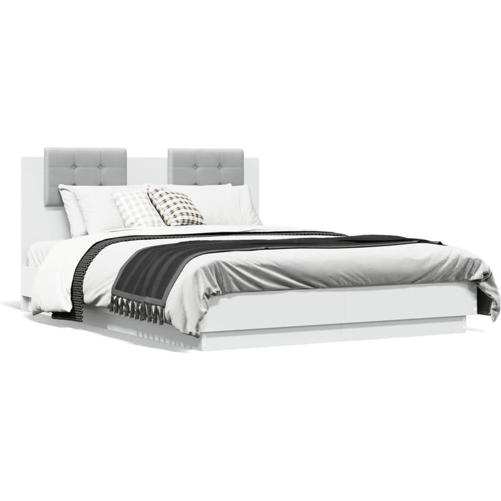 VidaXL, Bett, Bettgestell mit Kopfteil und LED (120 x 190 cm)