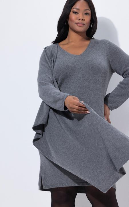 Actual product image Ulla Popken Attached Scarf Long Sleeve Sweater Dress (54)