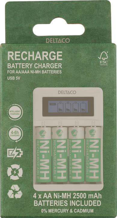 Actual product image Deltaco Ultimate Ni-Mh USB charger wit (USB-A)
