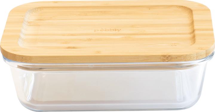 Actual product image Pebbly Storage jar with bamboo lid, rectangular, 13x13x6 cm (0.52 l)