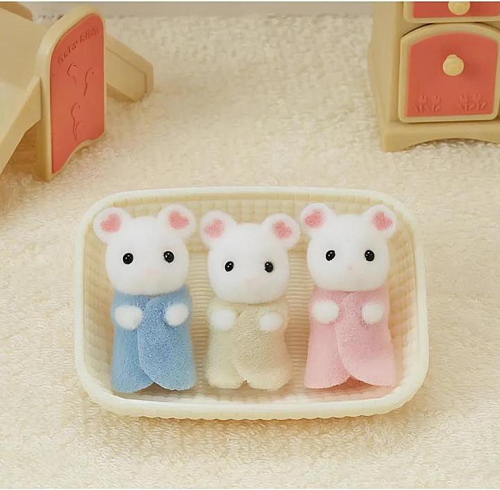 Actual product image Sylvanian Families Marshmallow Mouse Triplets