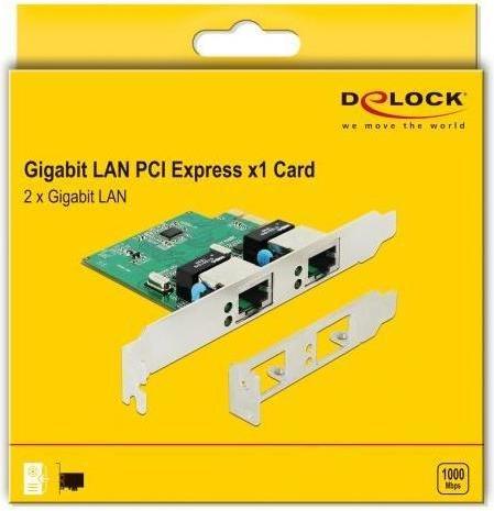 Actual product image Delock Network card 2 ports, 1Gbps Realtek RTL8111H chipset (PCI Express 1.0)