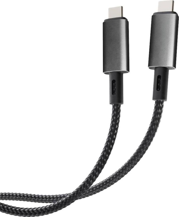 Actual product image Vivanco Longlife USB4.0 C-C cable, metal plug and nylon braid, 5A / 240W, black, 1.0m (1 m, USB 4.0)