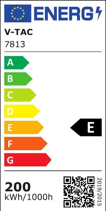 Energy Label V-TAC VT92200 LED Highbay200 W, 6500 K, IP65, black, E (20400 lm, IP65)