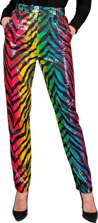 Image du produit Widmann Pantalon à paillettes look tigre arc-en-ciel (M)