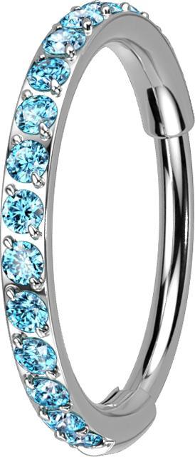 Immagine prodotto Star Piercing Anello a micro segmenti con cerniera in argento e cristalli laterali color acqua (Titanio, senza ottone)