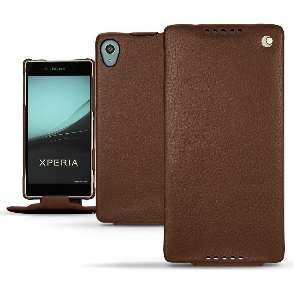 Noreve Lederschutzhülle vertikal (Sony Xperia Z4/ Z3+), Smartphone Hülle, Braun