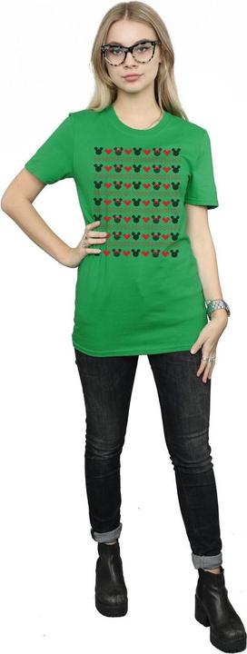 Actual product image Disney Womens/Ladies Mickey And Minnie Christmas Hearts Cotton Boyfriend T-Shirt (XL)