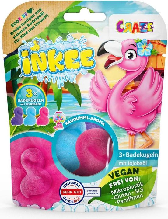 Actual product image Craze Inkee 3 Flamingo bath bombs with jojoba oil (Bath bombs)