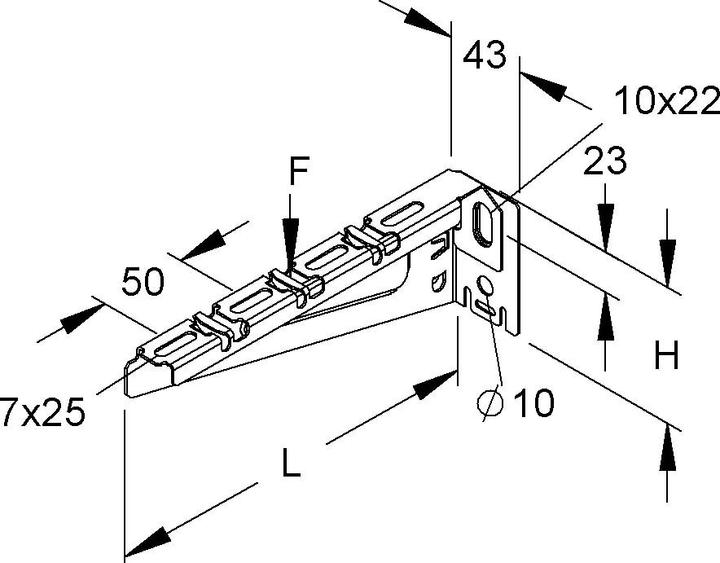 Produktbild Niedax Hängestiel+Wandausleger (Kabelkanal, 11.80 cm)
