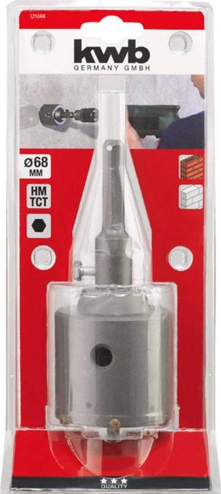 Image du produit kwb Couronne de perçage creuse EN CARBURE, avec tige et foret de centrage, SW 12, ø 66.0 mm (66 mm, 68 mm)