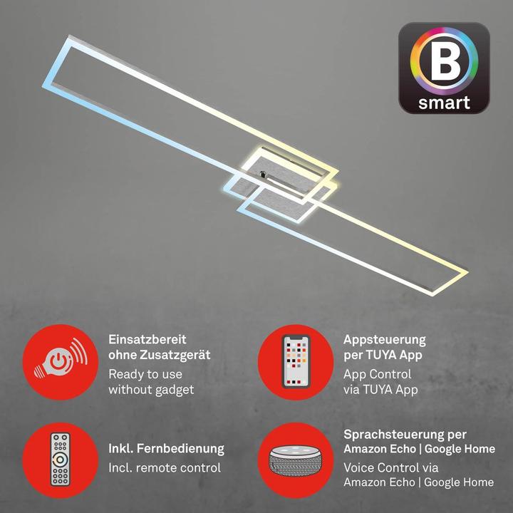 Produktbild Briloner B smart WiFi + Bluetooth CCT LED Wand- und Deckenleuchte mit Mittellicht (5200 lm)