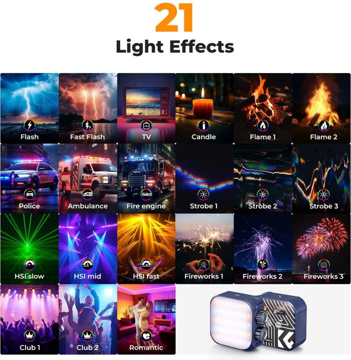 Produktbild K&F Concept RGB LED Video Light, Built-in 2000mA battery (Blue) (Videoleuchte)