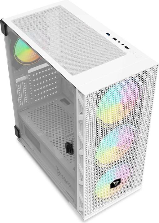 Actual product image Savio Obudowa komputerowa ARGB Mesh/Glass, Raptor X1 Biała (ITX, mATX, ATX)
