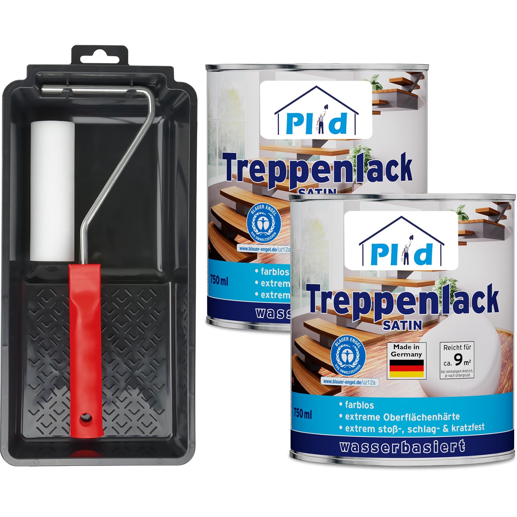 Plid, Lack, Treppenlack Set 1,5L Farblos Satin für ca. 18m² /Treppensiegel Klarlack Holzlack (Farblos, 1.50 l)