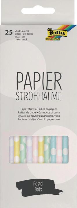 Folia Strohhalme Papier, Pastell Punkte, 25 Stück (25 x)