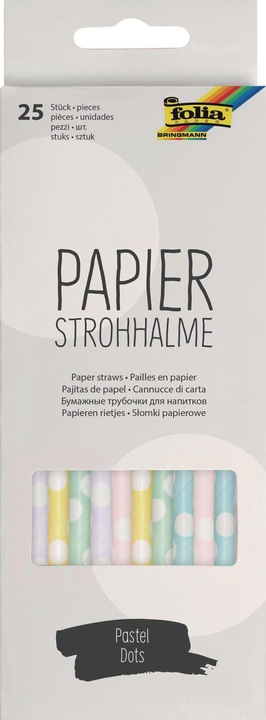 Actual product image Folia Paper straws, pastel dots, 25 pieces (25 x)