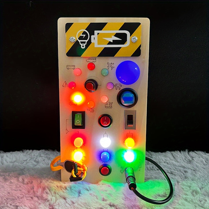 Immagine prodotto Activity Board Puzzle di legno a blocchi luminosi a LED per l'apprendimento precoce, pulsante di accensione
