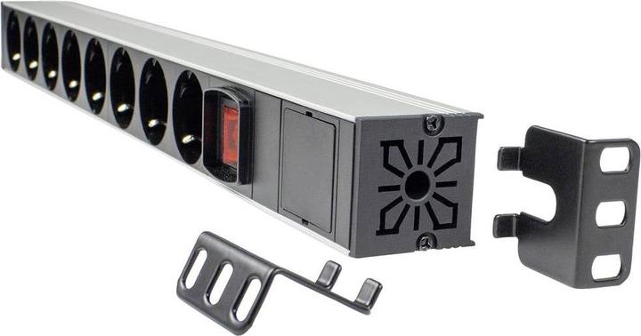 Actual product image As - Schwabe Angle socket strip for 19" network cabinet (7x, CEE 7/3)