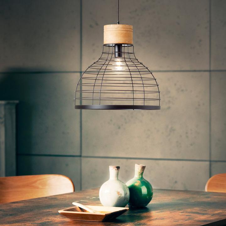 Actual product image Brilliant Avia pendant light 47cm black/wood (E27)